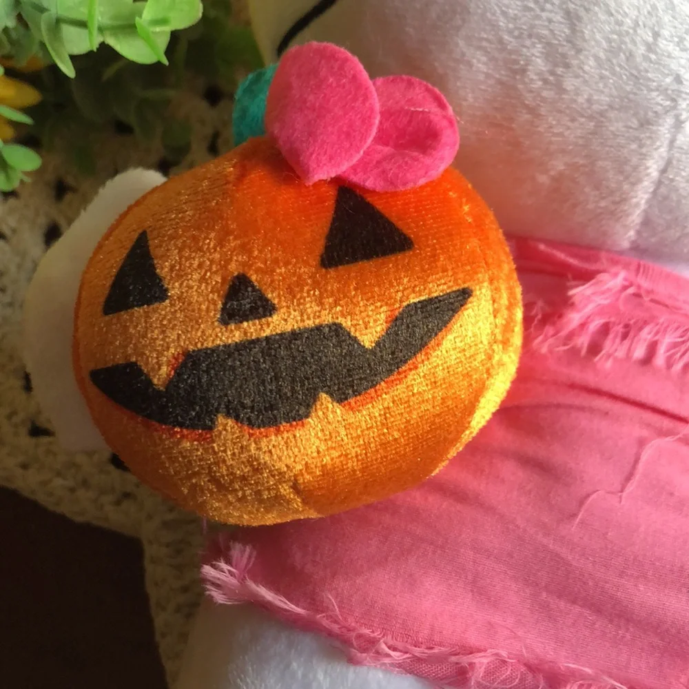 Pink and White Hello Kitty Halloween Plush with Pumpkin Side Stepper - Picture 2 of 8